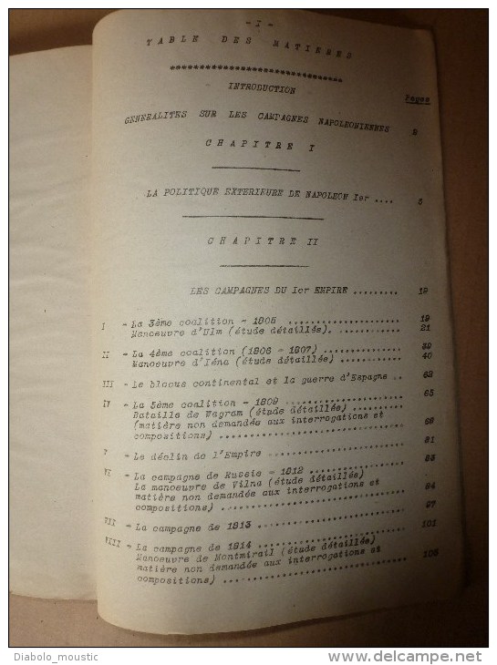 1926 Ecole militaire de Saint-Cyr:   Histoire militaire L'EMPIRE;      De 1815 à 1866