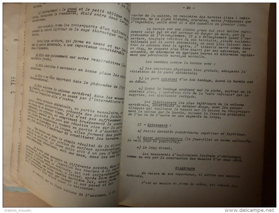 1926 Ecole militaire de Saint-Cyr:COURS D'HYGIENE (Un corps sain fait un esprit sain dans un corps sain) voici les bases