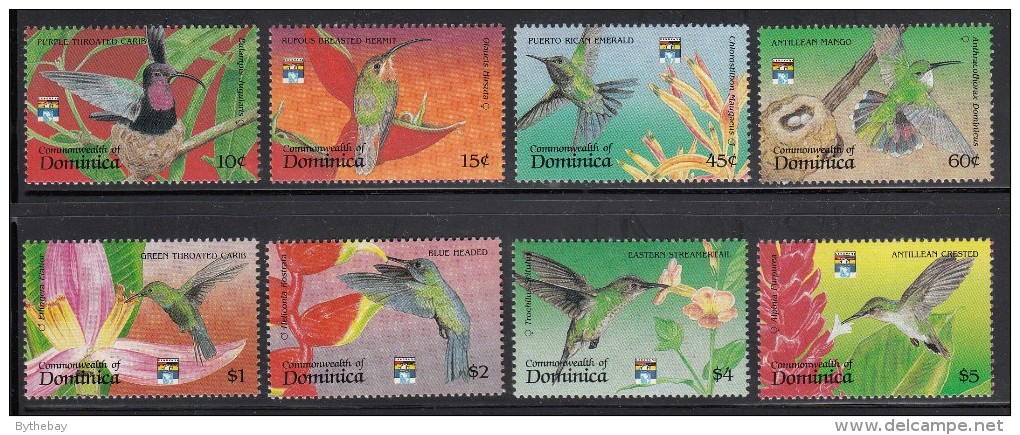 Dominica MNH Scott #1458-#1465 Set Of 8 Hummingbirds - Genoa 92 - Dominica (1978-...)