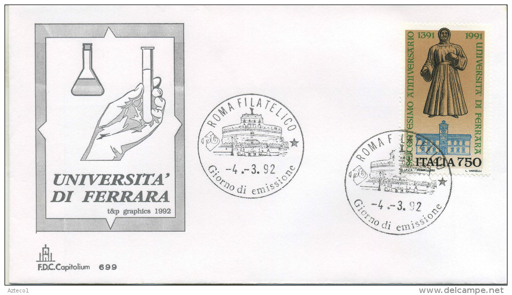 ITALIA - FDC  CAPITOLIUM  1992 -  UNIVERSITA´ DI FERRARA - ANNULLO ROMA - FDC