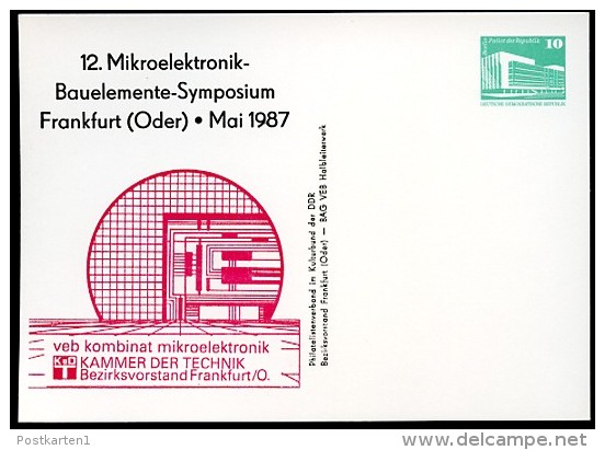 DDR PP18 C2/005 Privat-Postkarte MIKROELEKTRONIK BAUELEMENTE Frankfurt 1987 NGK 3,00 € - Informatique