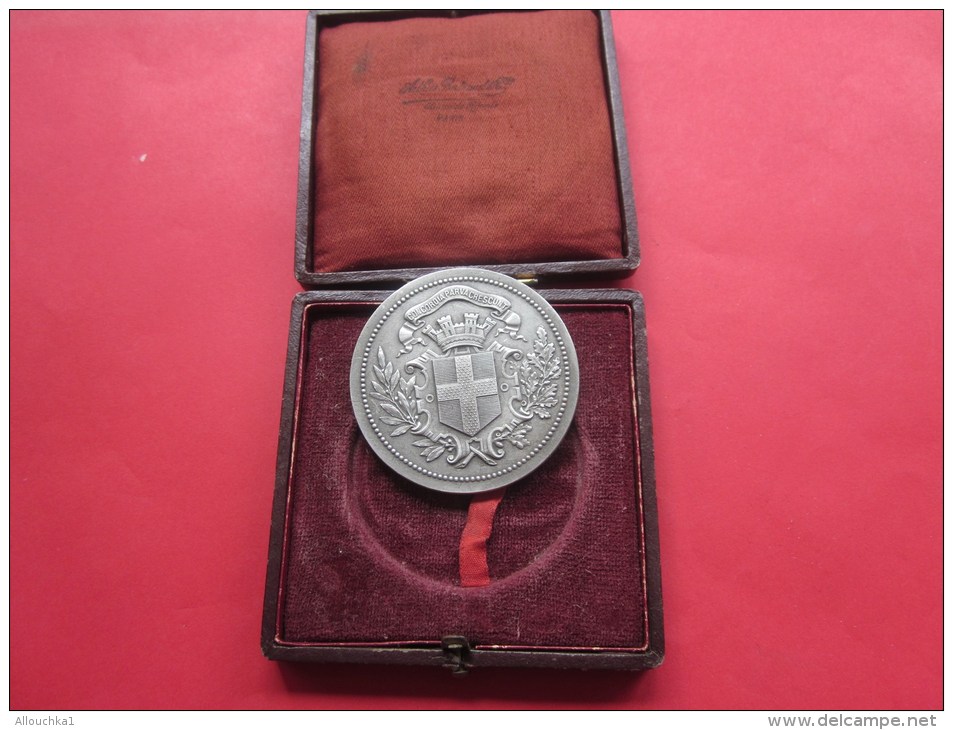 MEDAILLE De Table En Bronze + écrin Armoirie Ville De Toulon Revers &gt; Cariatides De Puget Ornant Façade  Musée - France