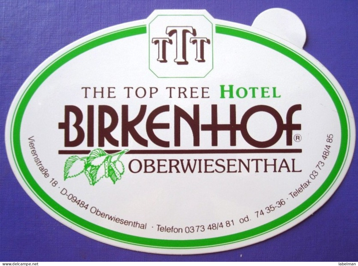 HOTEL PENSION BAYERN BIRKENHOF OBERWIESENTHAL GERMANY DEUTSCHLAND TAG STICKER LUGGAGE LABEL ETIQUETTE AUFKLEBER BERLIN - Hotel Labels