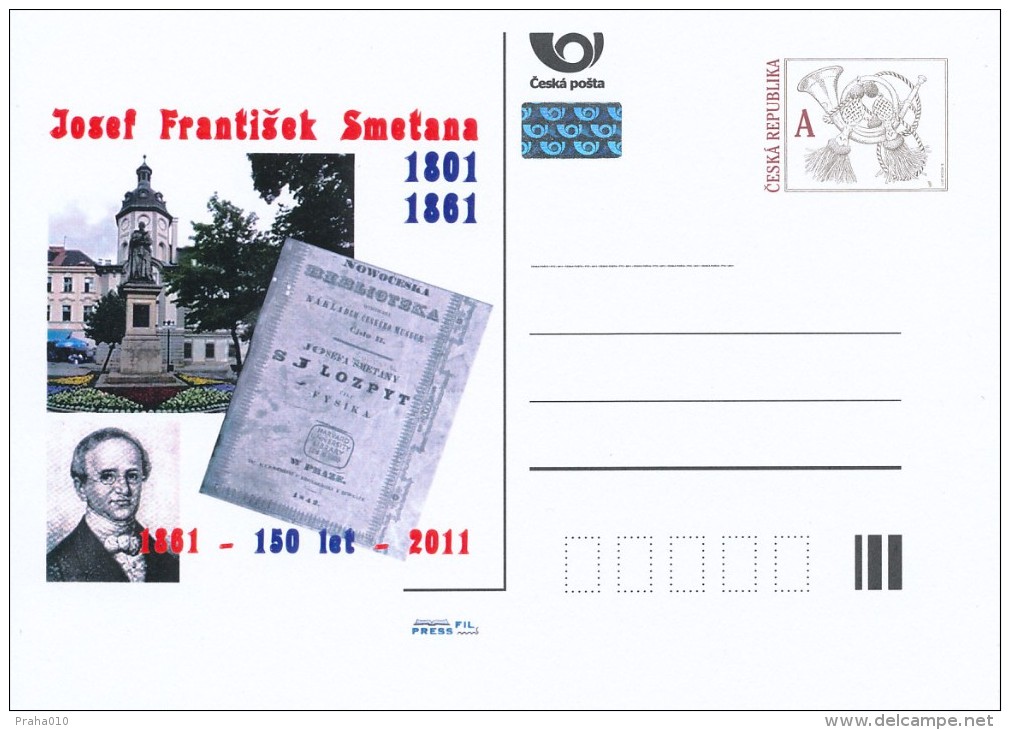 Czech Rep. / Postal Stat. (Pre2011/08) Josef Frantisek Smetana (1801-1861) Czech Teacher, Textbook Author - Cartes Postales