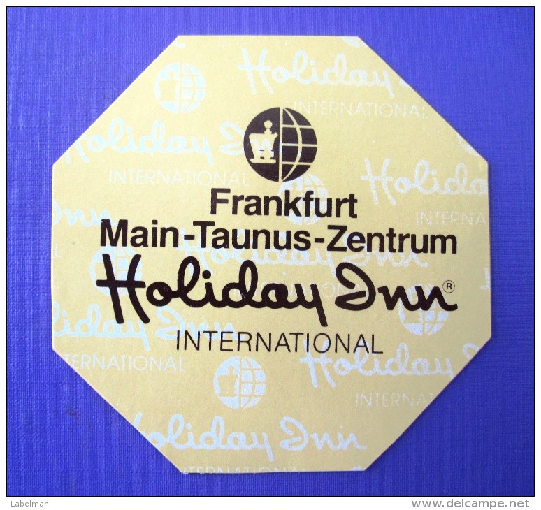 HOTEL PENSION HOLIDAY INN FRANKFURT GERMANY DEUTSCHLAND ALLEMAGNE TAG STICKER LUGGAGE LABEL ETIQUETTE AUFKLEBER BERLIN - Hotel Labels