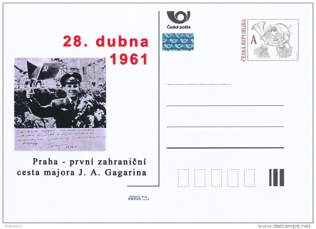 Czech Rep. / Postal Stat. (Pre2011/16) 50 Ann. Of Human Space Flight - Yuri Alekseyevich Gagarin (1934-1968) In Prague - Cartes Postales