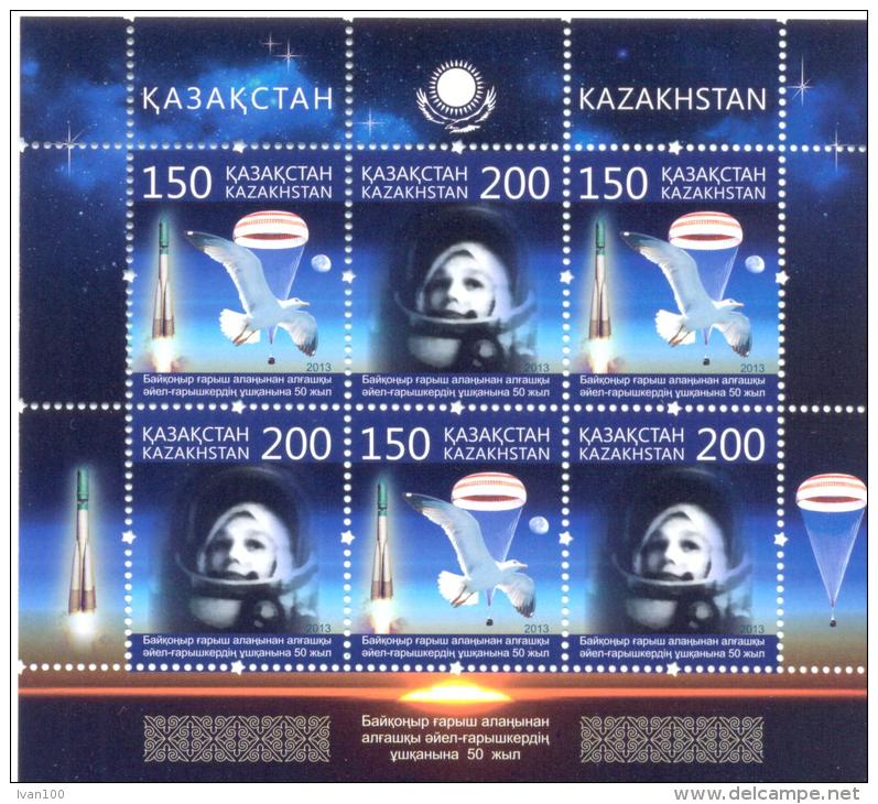 2013. Kazakhstan, Space, 50y Of First Flight In Space Of  V. Tereshkova, Sheetlet, Mint/** - Kasachstan