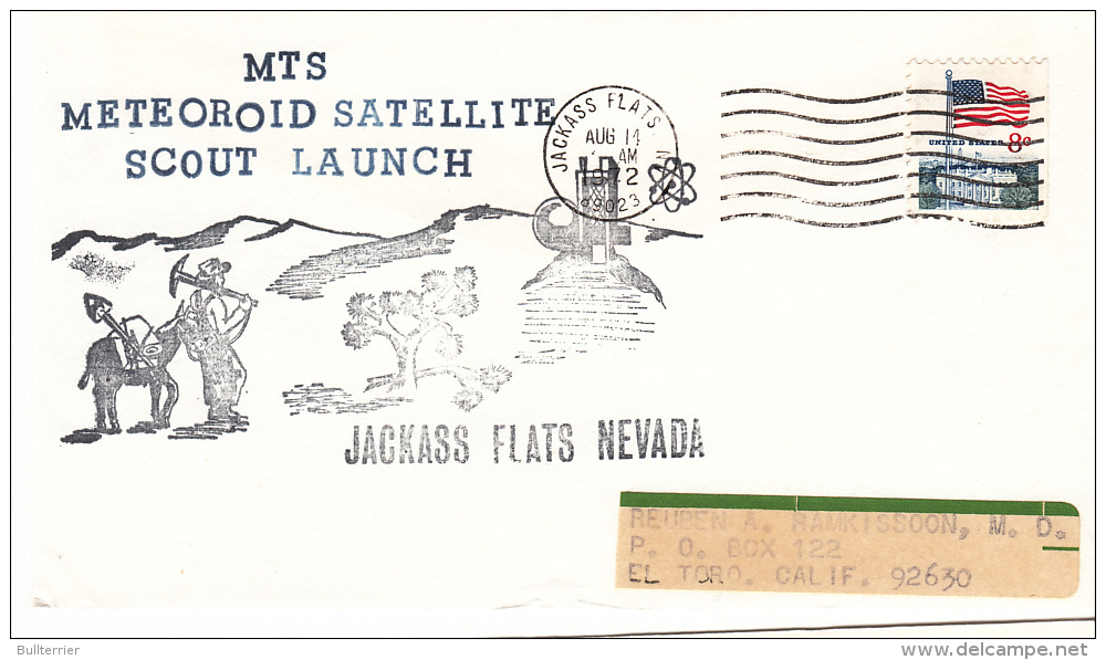 SPACE - USA- 1972- MTS METROID SATELLITE LAUNCH COVER WITH JACKASS FLATS  POSTMARK - United States
