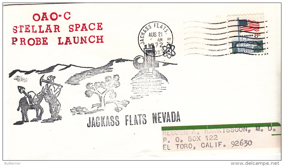 SPACE - USA- 1972-  OAO C STELLAR SPACE PROBE LAUNCH  COVER WITH JACKASS FLATS  POSTMARK - Etats-Unis