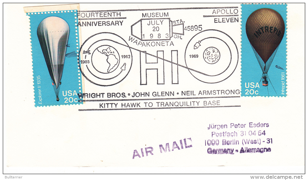 SPACE - USA- 1983- FOURTEENTH ANNIVERSARY FLIGHT  COVER  WITH  WAPAKONETA    POSTMARK - United States