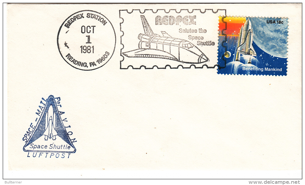 SPACE -  USA - 1981 -  SPACE SHUTTLE COVER WITH REDPEX  POSTMARK - Etats-Unis