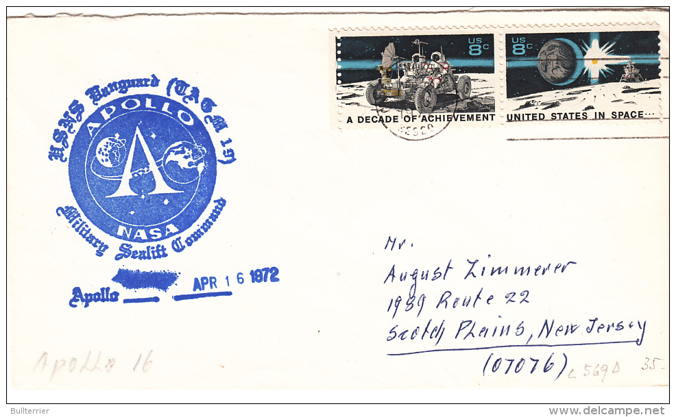 SPACE -  USA - 1972-  APOLLO 16 COVER WITH CAPE CANAVERAL  POSTMARK - Etats-Unis