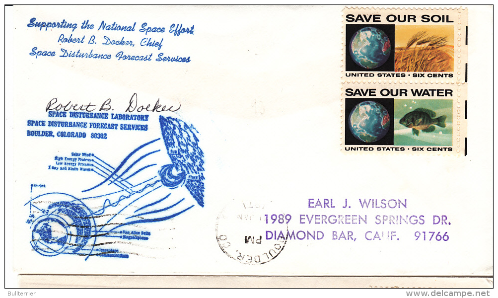 SPACE -  USA - 1971 -SPACE DISTURBANCE LAB  COVER WITH  BOULDER   POSTMARK - Etats-Unis