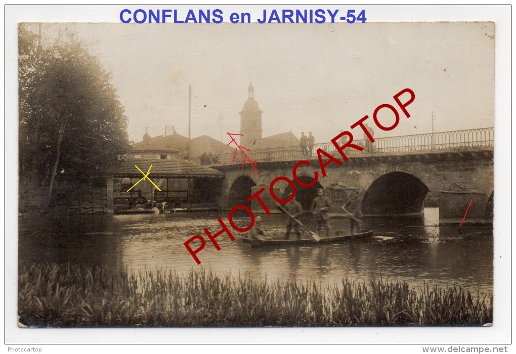 CONFLANS En JARNISY-Lavoir-Barque-Carte Photo Allemande-Guerre14-18-1WK-Militaria-Frankreich-France-54- - Briey