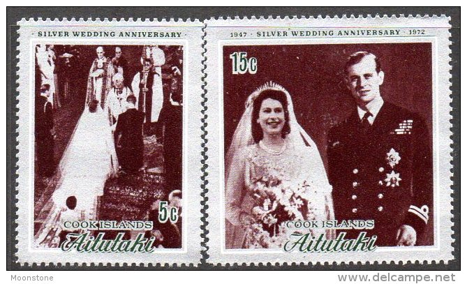 Aitutaki 1972 Royal Silver Wedding Set Of 2, MNH (A) - Aitutaki