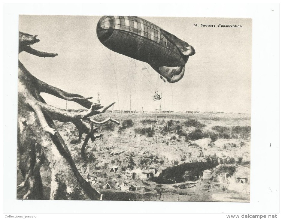 Fiche , Photographie , 14.5 X 11.5 , Dossier 185, 2 Scans,n° 14 , Aviation , Saucisse D´observation - Geschiedenis