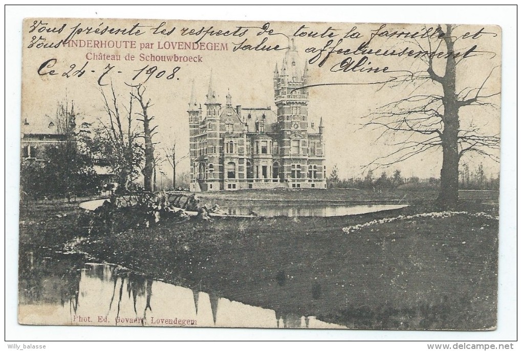 Carte Postale - VINDERHOUTE Par LOVENDEGEM - Château De Schouwbroeck - Kasteel - CPA   // - Lovendegem