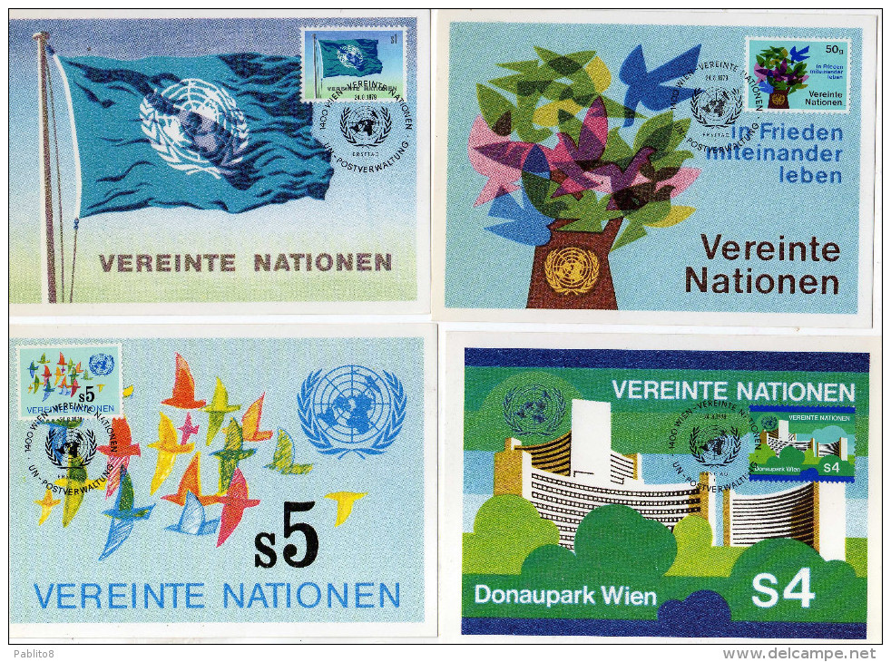 UNITED NATIONS AUSTRIA VIENNA WIEN - ONU - UN - UNO 1979 COMPLETE FIRST SET SERIE MAXI CARD MAXIMUM FDC - Maximumkarten