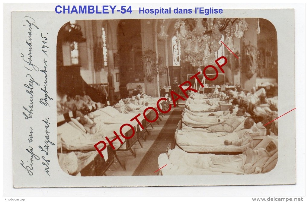 CHAMBLEY BUSSIERES-Hospital Militaire Allemand-Eglise-Carte Photo Allemande-Guerre14-18-1WK -Militaria-Frankreich-Fra Nc - Chambley Bussieres