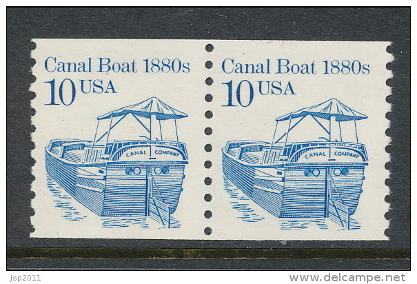 USA 1987 Scott 2257,Canal Boat 1880s, Pait MNH ** - Coils & Coil Singles