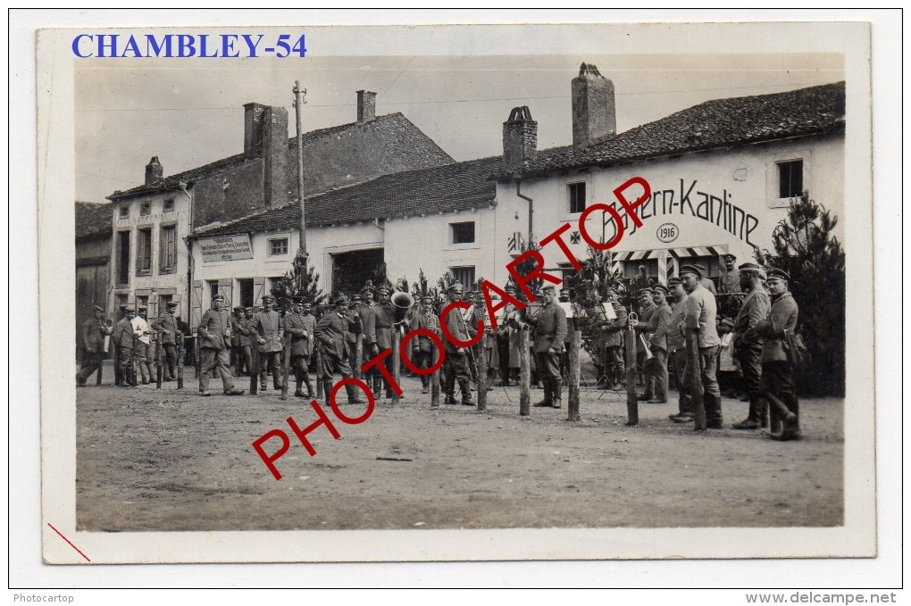 CHAMBLEY BUSSIERES-Concert-Bayern Kantine-Musiciens-Carte Photo Allemande-Guerre14-18-1WK-Militaria-Frankreich-France-54 - Chambley Bussieres