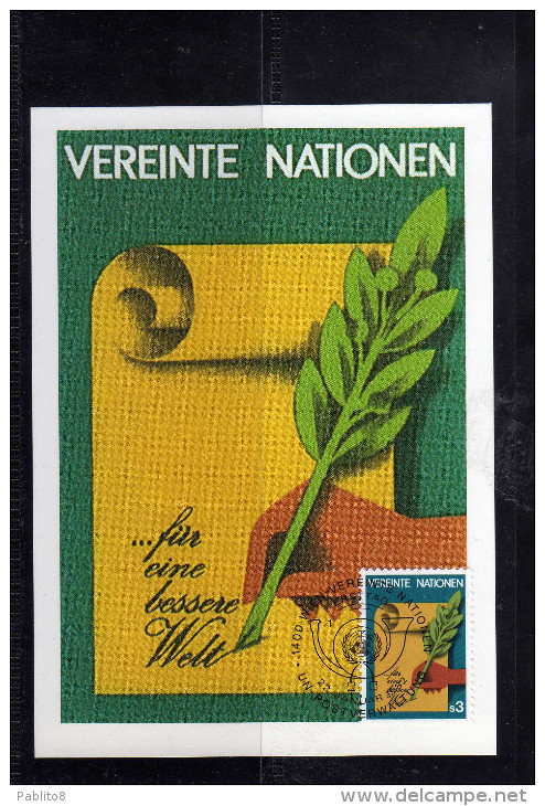 UNITED NATIONS AUSTRIA VIENNA WIEN - ONU - UN - UNO 1982 MAXIMUM CARD FDC FOR A BETTER WORLD PER UN MONDO MIGLIORE - Cartes-maximum