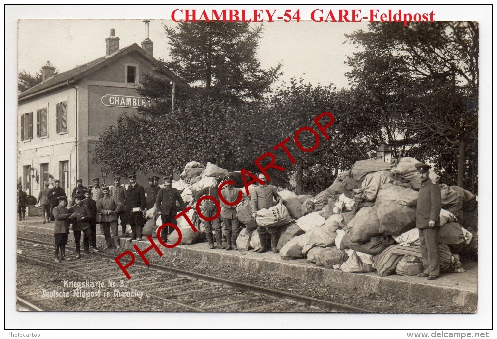 CHAMBLEY BUSSIERES-Gare-Feldpost-Carte Photo Allemande-Guerre14-18-1WK-Militaria-Frankreich-France-54- - Chambley Bussieres