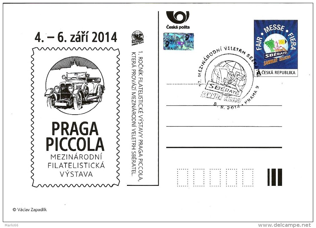 Czech Republic - 2014 - International Philatelic Exhibition Praga Piccola - Card With Exhibition Postmark And Hologram - Postkaarten