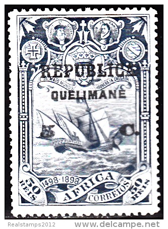 QUELIMANE - 1913, 4º Centº Desc. Cam. Mar.  Índia, (Sobre Selos De África)  5 C. S/ 50 R.  (*) MNG  MUNDIFIL  Nº 5 - Quelimane