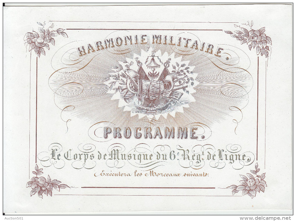 05063 Carte Porcelaine Harmonie Militaire Le Corps De Musique Du 6° Regt De Ligne Gd Format - Cartes De Visite