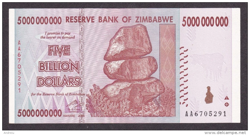 2008 Zimbabwe - P 84 - 5 Billion Dollars  - New, Uncirculated - Zimbabwe