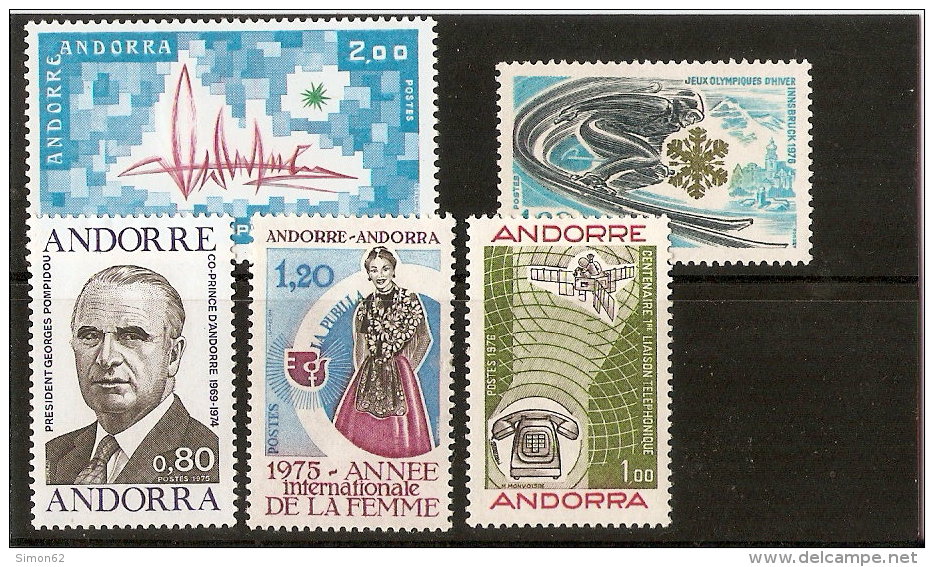 ANDORRE  LOT TIMBRES   N° 248/252   NEUF **/* - Nuevos