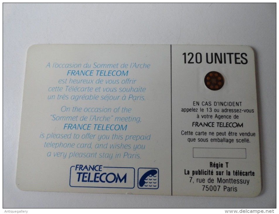 SOMMET DE L ARCHE 14 18 JUILLET 1989 USED CARD - Interne Telefoonkaarten