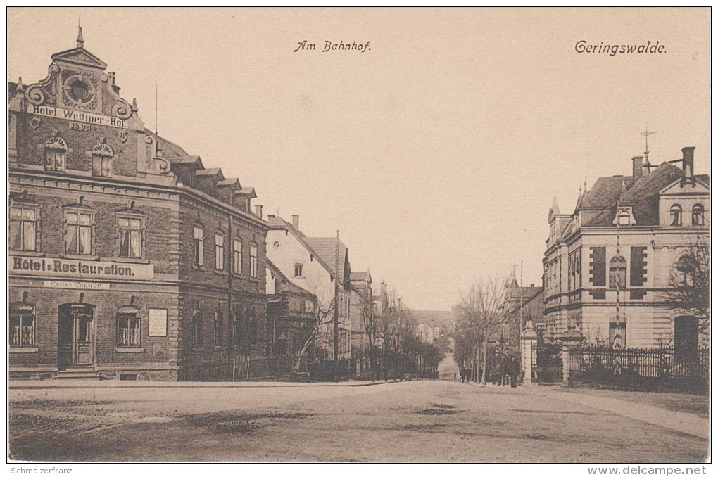 AK Am Bahnhof Geringswalde Hotel Wettiner Hof Bahnhofstrasse Bei Zschadrass Kriebethal Hartha Waldheim Leisnig Rochlitz - Hartha