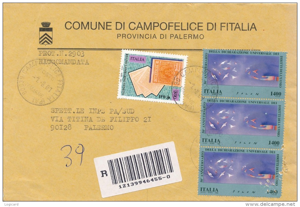 CAMPOFELICE DI FITALIA (PALERMO) - TEMATICA COMUNI - ARALDICA 2001 - Macchine Per Obliterare (EMA)