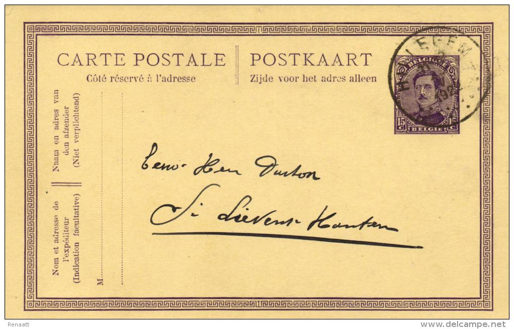 Belgium Albert I Postcard With Cancellation Hillegem 1922, Marriage Announcement De Geyter Goossens - Boda