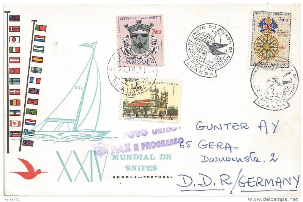 Angola 1969 Luanda World Championship Snipes Class Sailing Special Handstamp Cover - Angola