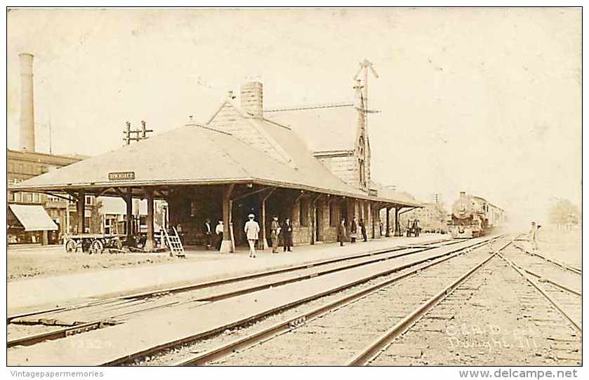 230911-Depot, Illinois, Dwight, RPPC, Chicago & Alton Railroad Station, 1923 PM, CR Childs Photo No 12320 - Gares - Sans Trains