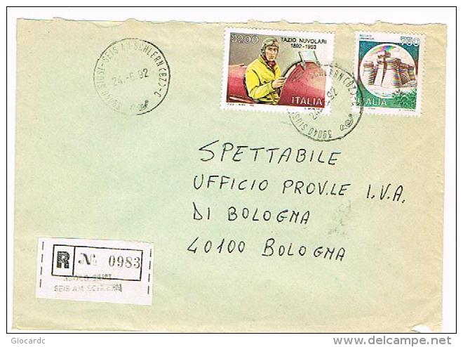 ITALIA (ITALY) - STORIA POSTALE -1992 RACCOMANDATA AR DA SIUSI (BZ)  X INTERNO (NUVOLARI + ALTRO) -RIF.1574 - 1991-00: Marcophilie