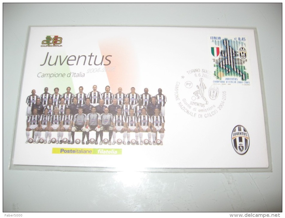 BUSTA PRIMO 1° GIORNO ITALIA REPUBBLICA FRANCOBOLLI IN EURO JUVENTUS CAMPIONE D ITALIA 2004 2005 TIMBRO TORINO - Autres & Non Classés