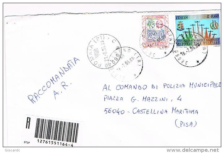 ITALIA (ITALY) - STORIA POSTALE - 2006 RACCOMANDATA AR DA ALDENO (TN)  X INTERNO (ALTO VALORE + ALTRO) -RIF.1591 - 2001-10: Marcophilie