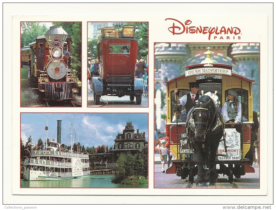 Cp, Disney, Disneyland Paris, Les Transports, Multi-Vues, Voyagée 1997 - Disneyland