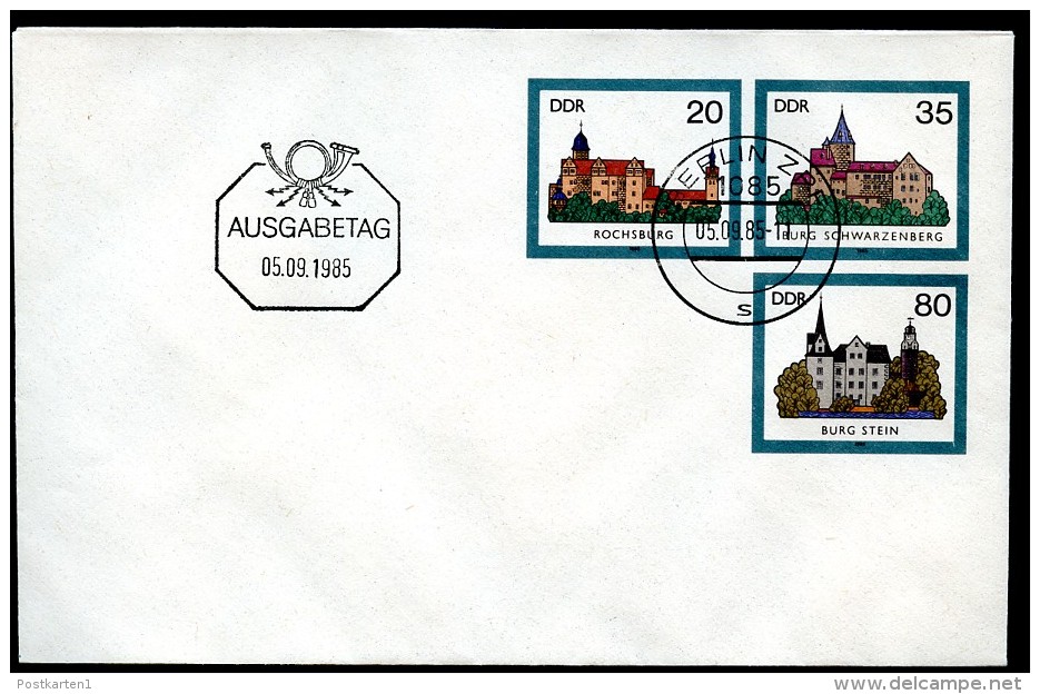 DDR U2 UMSCHLAG Burgen Der DDR Sost. 1985 Kat. 5,00 - Enveloppes - Oblitérées