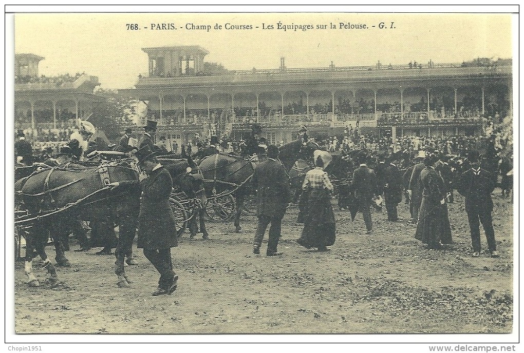 PARIS - CHAMP DE COURSES - EQUIPAGES SUR LA PELOUSE - REEDITION - Horse Show