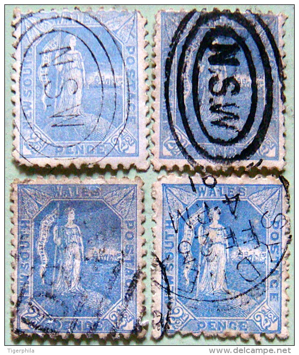 NEW SOUTH WALES 1890 2.5d Australia USED 4 Stamps Scott89 CV$20 - Gebruikt
