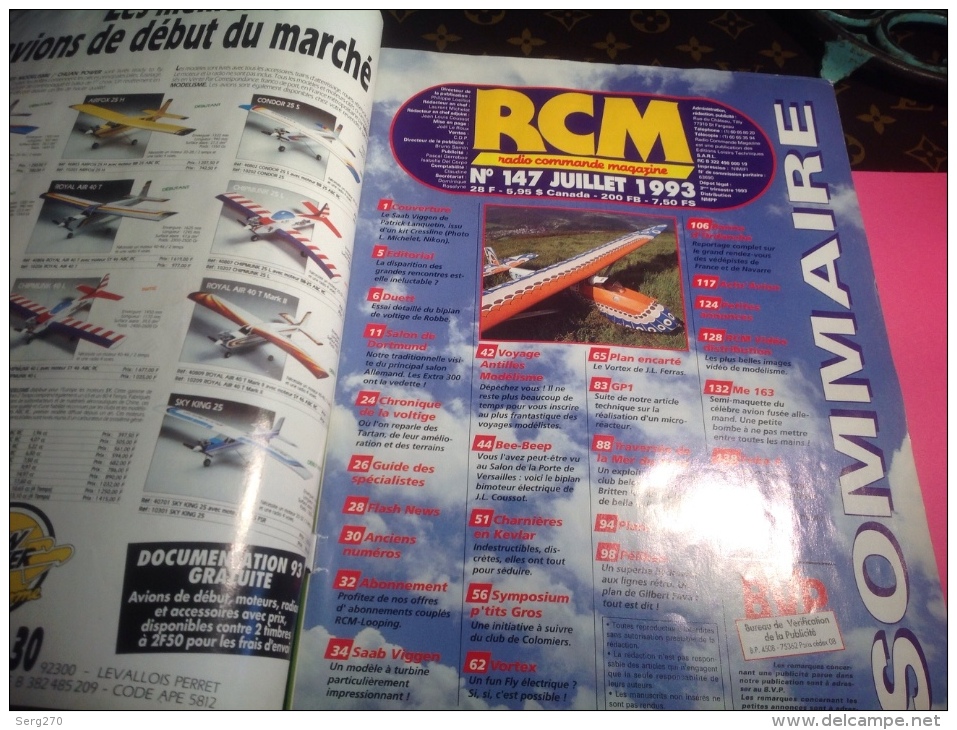 Revue "RCM" Radio Commande 1993 Hydravion Avion En L état - Letteratura & DVD