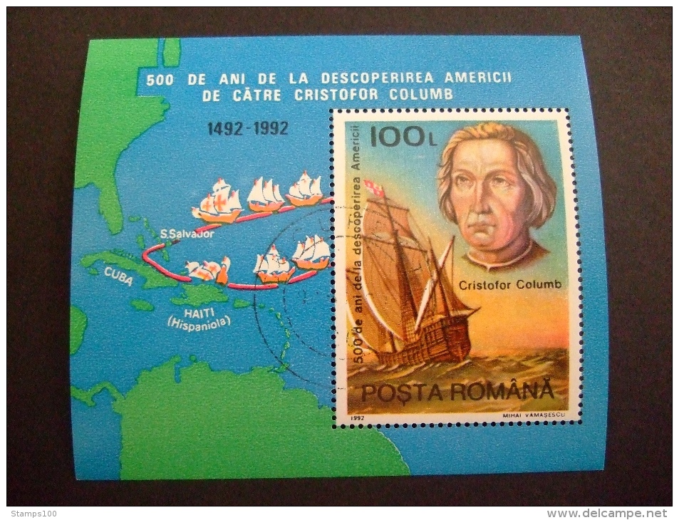 ROMANIA 1992  COLUMBUS   4828    OR  BLOCK 277   CTO   (054600-NVT) - Christophe Colomb