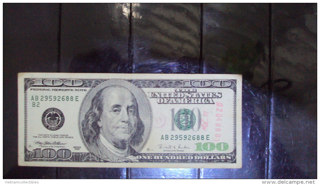 100 Dollar Bill / Banknote : Error Inverted Paper Water Mark On Top Left Corner - Erreurs