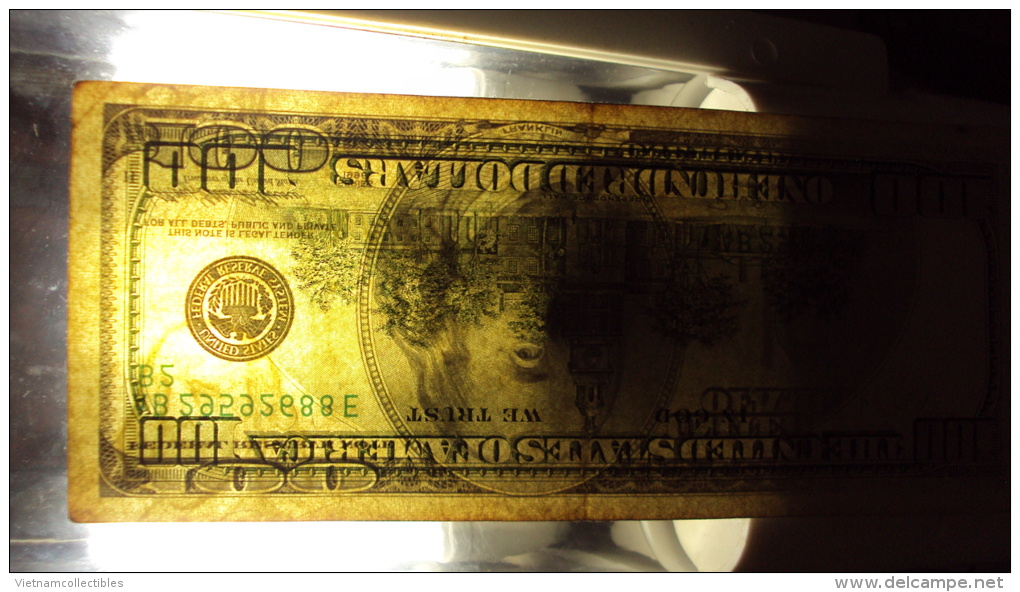 100 Dollar Bill / Banknote : Error Inverted Paper Water Mark On Top Left Corner - Errors