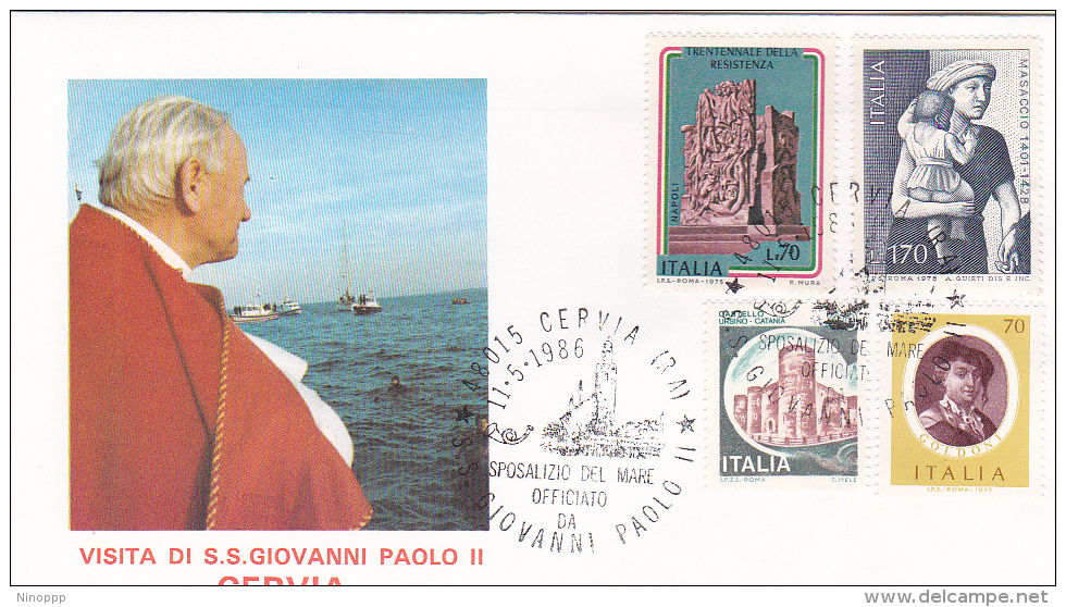 Vatican City 1986 Pope Visit Cervia Souvenir Cover - Covers & Documents